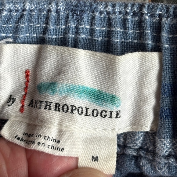 Anthropologie Blue and White Textured Striped Linen Blend Wide Leg Pants Medium - Picture 4 of 6